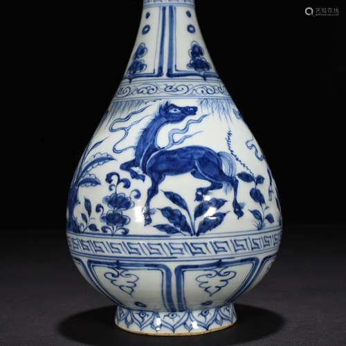 Blue and white horse grain okho spring bottle of 28 * 15 cm