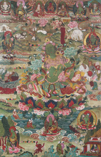 绿度母唐卡 西藏风格 清代