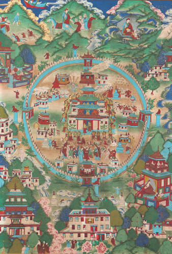 桑耶寺修造唐卡 西藏风格 清代