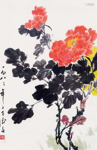 吴德文（1938－2009） 花卉 设色纸本镜框