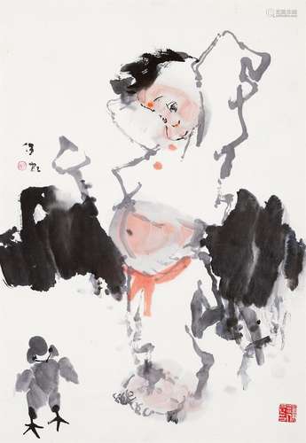 汪伊虹（b.1941） 童趣 设色纸本镜框