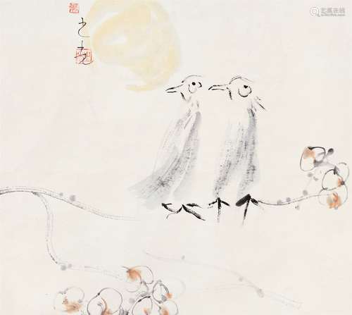 张之光（b.1944） 花鸟 设色纸本镜片