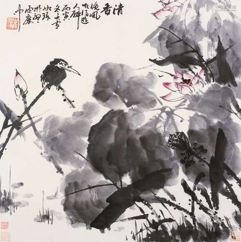 崔如琢（b.1944） 清香 设色纸本镜框