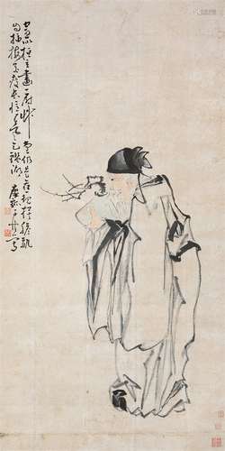 黄慎（1687－1772） 赏梅图 设色纸本立轴