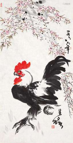 朱焰（1917－1995） 大吉图 设色纸本镜芯