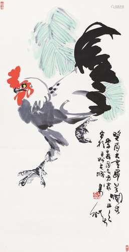 朱焰（1917－1995） 雄鸡 设色纸本立轴