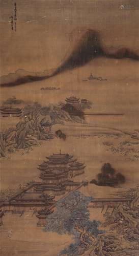 袁江（1662－1735） 山水楼阁 设色绢本立轴