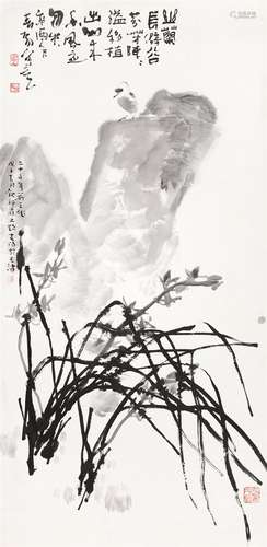 霍春阳（b.1946） 幽兰图 水墨纸本镜片