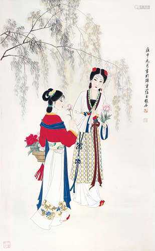 赵蕴玉(1916-2003)柳荫双美