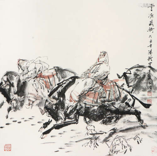 杜滋龄(b.1941)雪原藏骑
