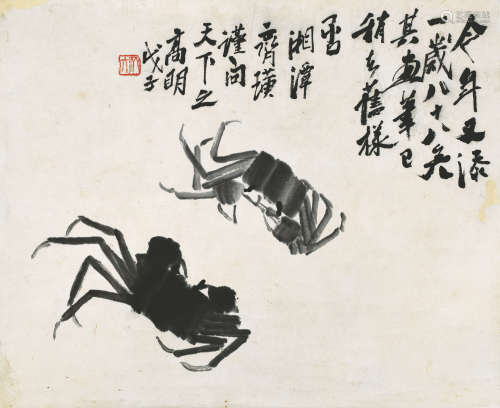 齐白石(1864-1957)墨蟹图
