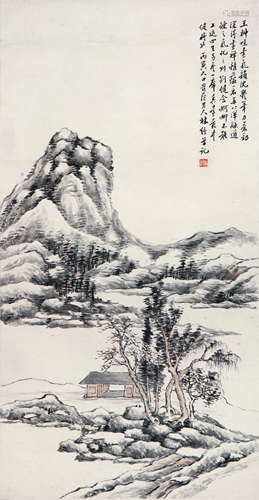 林纾(1852-1924)江岸林亭