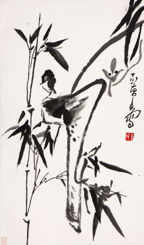 丁衍庸(1902-1978)竹雀图