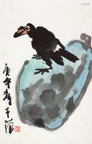 崔子范(1915－2011)栖雀图