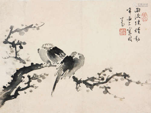 溥儒(1896-1963)双栖图