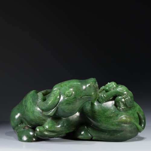 Hetian jade jade wring cattle furnishing articles18.5 cm lon...