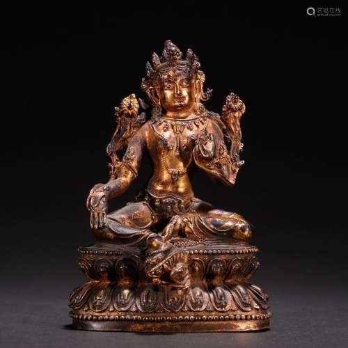 Copper paint gold tara statues.Specification: high 12.7 8.8 ...