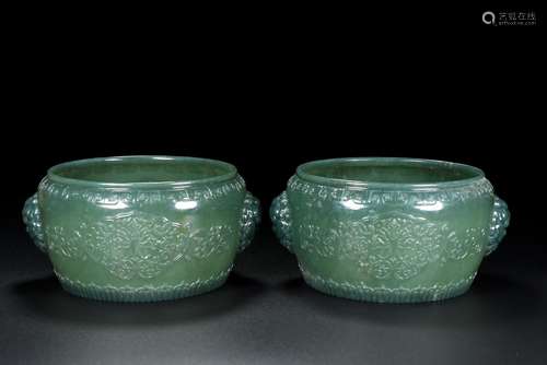 , hetian jade jade water to wash a pair of the jade is exqui...