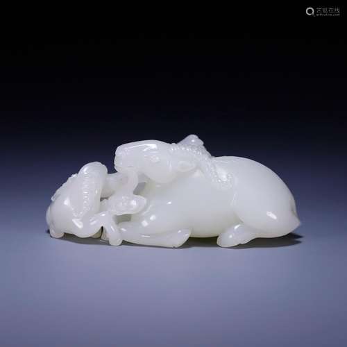 Hetian jade three Yang kaitai, furnishing articles, size: 7....