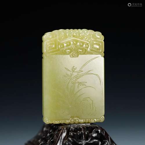 Hetian topaz intaglio flowers poetry brand, size: 6.1 * * * ...