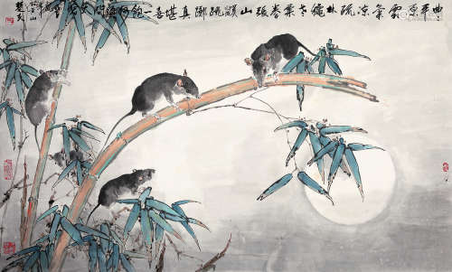蔡楚夫 戊子（2008） 竹鼠图 设色纸本 镜片