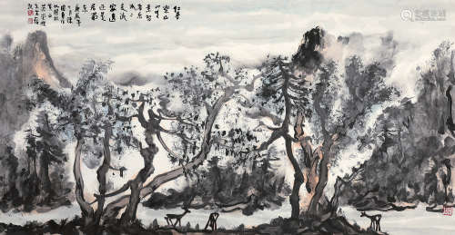 陈国勇 庚辰（2000） 鹿泉图 设色纸本 镜片