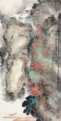 蔡楚夫 丙戌（2006） 泛舟垂钓图 设色纸本 镜片
