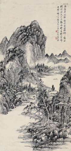 吴伯滔 乙酉（1885） 雨后晚凉 水墨纸本 立轴
