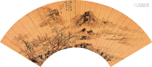 洪斗聚 丁丑（1637） 梅花书屋 设色金笺 扇面