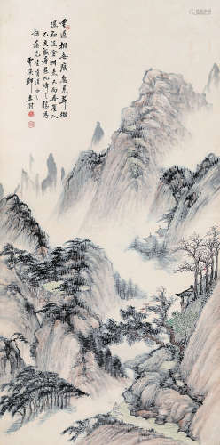 邓春树 乙亥（1935） 云翠图 设色纸本 屏轴