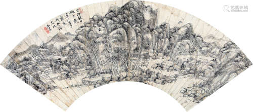 王昱 丁卯（1746） 秋山图 水墨纸本 扇面