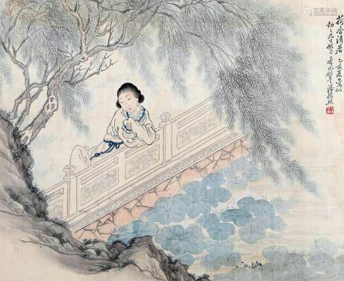 潘德照 乙亥（1875） 荷香清属 设色绢本 镜片