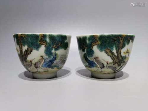 Pastel pine crane with spring cup, high: 5.6 cm, diameter: 7...