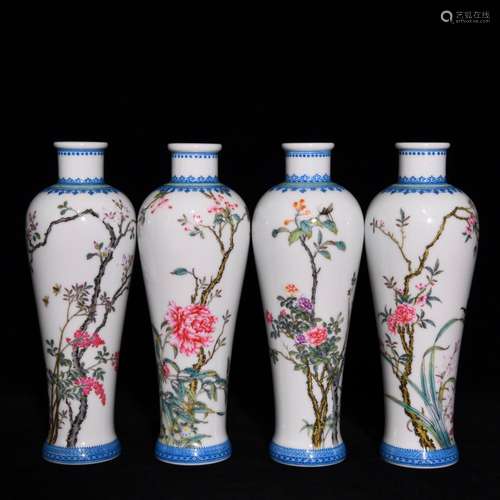 Colored enamel four seasons flower grain mei bottle, high di...