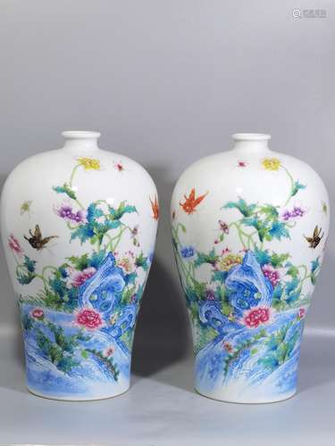 Colored enamel corn poppy plum bottle a pair of high caliber...