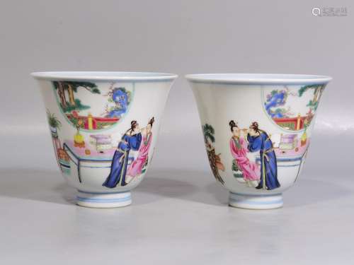 Pastel JingZhao thrush figure bell cup a couple of high cali...