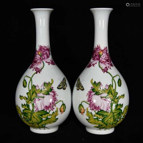 Lang shining as a colored enamel floral print bottle, 24 x 1...