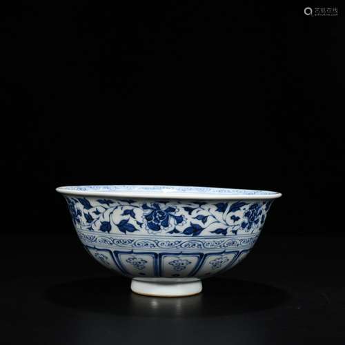 Blue and white tie up branch carved put peony flower fish al...