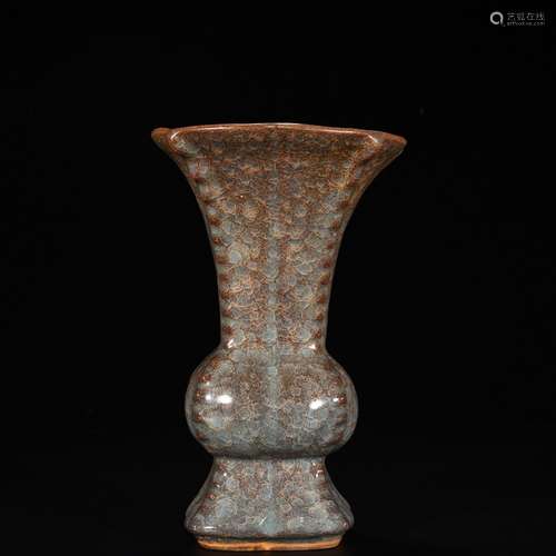 Kiln celadon flower vase with ice crackHigh 23.5 cm wide by ...