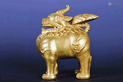Sculpture porcelain kiln gold lucky the mythical wild animal...