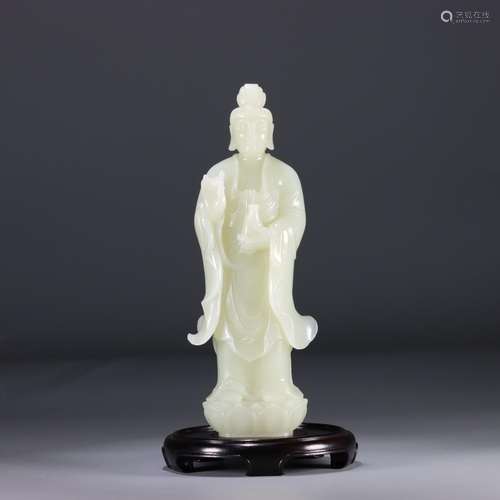 Net: hetian jade goddess of mercy bottle furnishing articles...