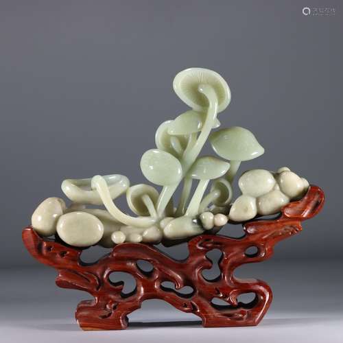 : hetian jade "vigorous" mushroom furnishing artic...