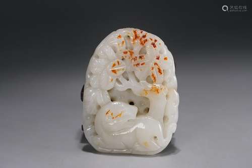 : hetian jade "tigers down the mountain": 5.6 cm w...