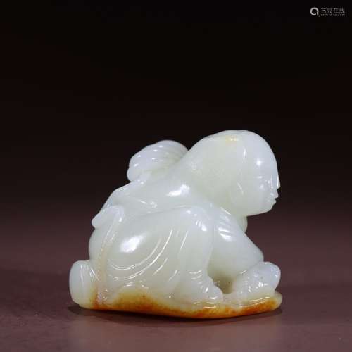 : hetian jade the lad play spittor carvingsSize: 6 cm long, ...