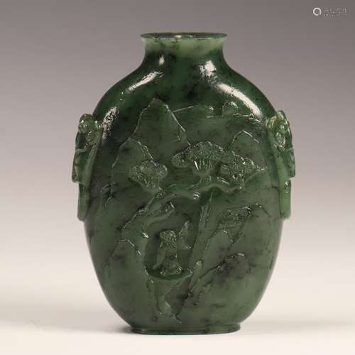 And hetian jade panasonic cross snuff bottleSize: 5.3 cm lon...