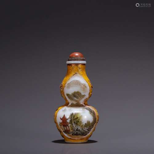 Old feeder, landscape pattern snuff bottle gourd typeSpecifi...