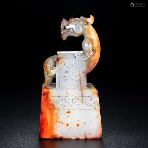 Old and hotan jade dragon stamp!Carver elaborate: the jade i...