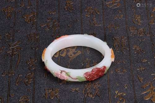 : hetian jade inlay braceletCircle mouth 6 cm wide and 1.3 c...