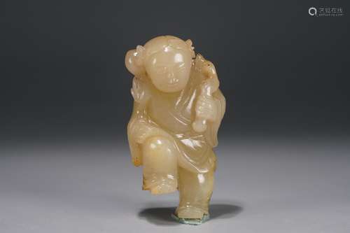 : hetian jade life of carving a lad: 4 cm wide. Thickness: 2...