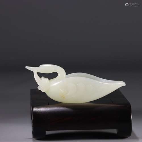 Writing brush washer: hetian jade "goose"Size: 11 ...